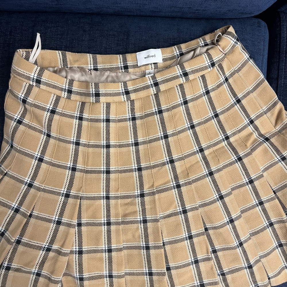 Wilfred Beige Plaid A-Line Skirt
